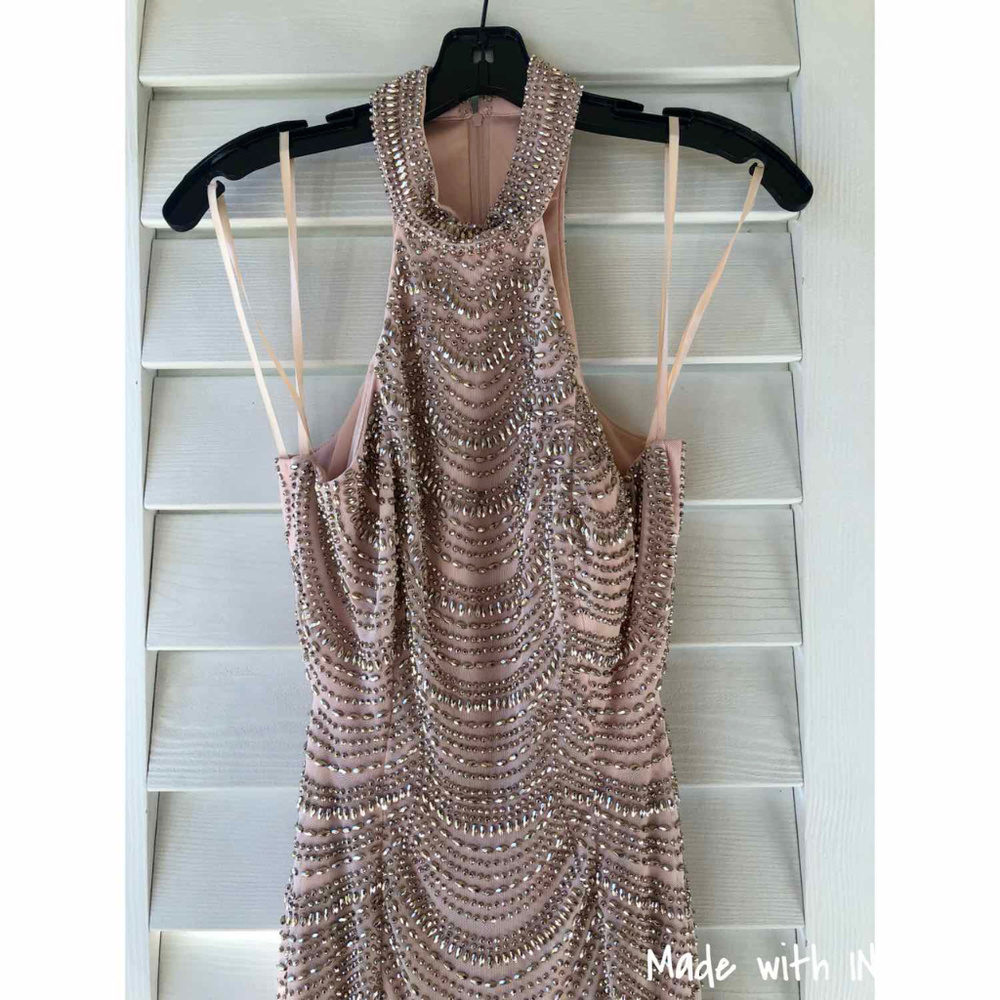 Peach / Light Pink Beaded Gown Backless